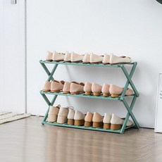 World收納折疊式鞋收納架 25-AA40 3層 70cm, 綠色