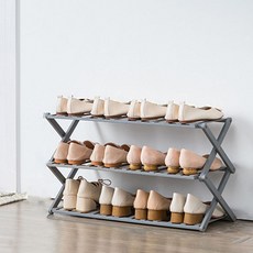 World收納折疊式鞋收納架 25-AA40 3層 70cm, 灰色