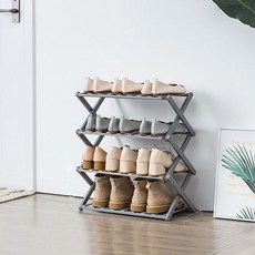 World收納折疊式鞋收納架 25-AA40 4層 50cm, 灰色