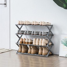 World收納折疊式鞋收納架 25-AA40 4層 70cm, 灰色