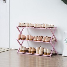 World收納折疊式鞋收納架 25-AA40 3層 70cm, 淺紫色