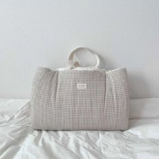 Moilkeu幼兒園Mimi姐姐超細纖維毯子午睡被子組 分離型, 格紋米色