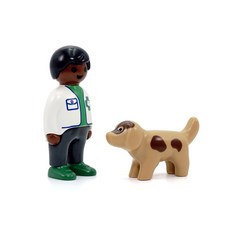 playmobil 摩比人 1 2 3 獸醫和狗圖 70407, 1個