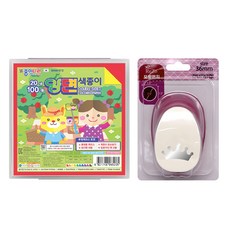 Focos ReZo 造型打洞機 R-36 + Jong Ie Nara 雙面色紙 10種 x 10張 + 收納盒, 皇冠, 1套