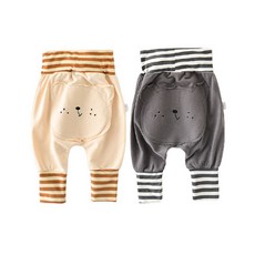 JOY MULTI 孩童動物印花條紋哈倫褲 2入