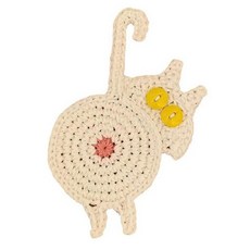 High Bear針織貓咪杯墊 AA761-1, 白色的