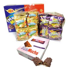 零食組 C款 巧克力餅乾+巧克力夾心餅乾, Happy Moo蜂蜜餅乾 30入+Happy Moo巧克力餅乾 30入+Choco Mucho 10入, 1組