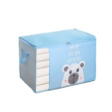 더나은날 사이드 오픈창 이불 옷 부직포 보관함 가로 YT_RI362, 블루, 1개