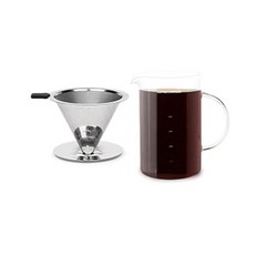 커피창고 스텐 필터 드리퍼 + 비커 드립 서버 500ml 세트, 실버(드리퍼), 1세트