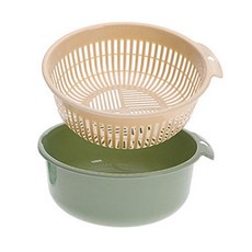 Utopia廚房雙層排水蔬菜籃 2件組, 1套, 綠色