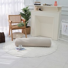 素色羅紋長型抱枕, 自然米色