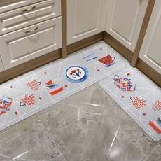 感性印花PVC廚房地墊, 03灰色午茶時光