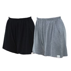 PEARLY HILLS 女性大尺碼口袋四角褲2件組, 黑色, 灰色