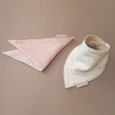 mumu dudu 孩童棉紗格子+圓點印花圍兜