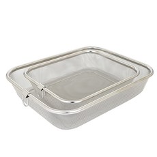 廚房藝術不銹鋼方形籃 2 件套, 銀色, 1套