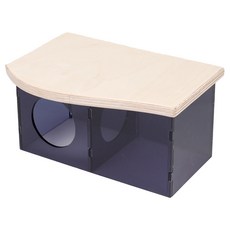보라펫 햄스터 아크릴 미로 은신처 2룸형 소 드워프용 자작나무 뚜껑, 스모그, 1개