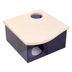 Bora Pet 樺木蓋壓克力迷宮四房躲避屋 中型 黃金鼠用, 煙灰色, 1個