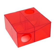 Bora Pet 全壓克力迷宮四房躲避屋 中型 黃金鼠適用, 1個, 紅色