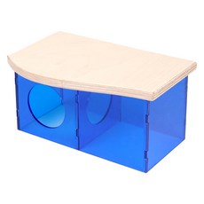 보라펫 햄스터 아크릴 미로 은신처 2룸형 소 드워프용 자작나무 뚜껑, 파랑, 1개