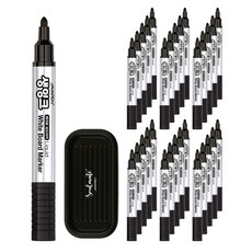 JAVAPEN 直液式白板筆 48入 + 筆盤隨機出貨組, 黑色, 1套