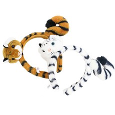 虎尾頭帶 2 件套, 白色, 棕色, 1組