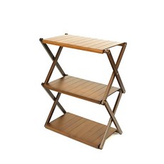 Comas9 豪華木製露營3層架 + 拉鍊式收納袋, 復古木紋, 1個