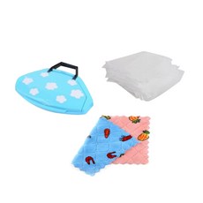 水槽角落帶蓋濾網架+濾網 300入+抹布 隨機出貨, 藍色套裝（搖籃+網300張+抹布1張）