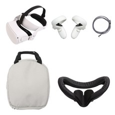DAEHAN Oculus Quest 2 配件 Halo 錶帶鏈接電纜面部泡沫手柄控制器保護矽膠套袋袋全套 5, 套件-OQ-002, 1組