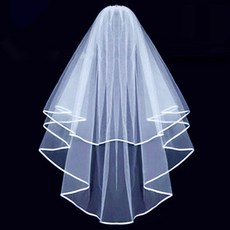 線條感自助婚紗頭紗 CFA1001, 白色, 1個