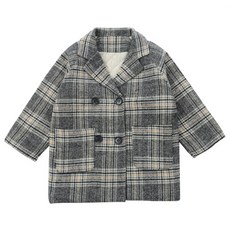 Bebemont Story 男童灰色格紋絎縫大衣