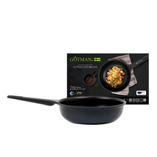 GOTMAN IH感應單柄鑄鐵平底炒鍋, 1個, 28厘米