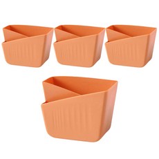 케이트리 부착식 물빠짐형 벽걸이 수납함, 오렌지, 4개