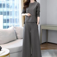 ATTERLIC 圓領寬鬆雪紡襯衫寬褲套裝