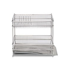 立柱式餐具瀝水架 H 304 全不鏽鋼 2層 側面型, 銀色