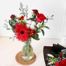 모리앤 생화 카르페디엠 미니 꽃다발 + 유리화병, 혼합색상