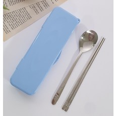 Bachen 學生 / 女性用湯匙筷子 + 收納盒組 小, 天空藍(收納盒), 湯匙1p+筷子1p+收納盒1p, 1套