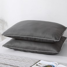 코멧 홈 통째로 빨아쓰는 베이직 엣지 베개 2p, 차콜그레이, 2개