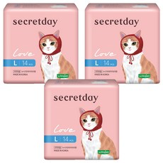 secretday Love 蝶翼型衛生棉, 大型, 14入, 3個