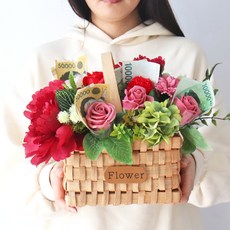 MORIANN 康乃馨花籃 +鈔票花套, 紅色