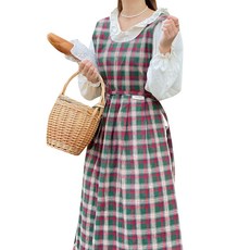 amieng Flower Nursery School London 格紋褶襉圍裙連衣裙圍裙, 綠色, 1個