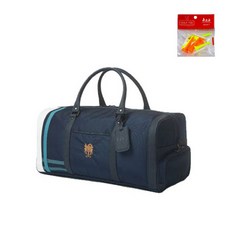 DAKS 拼色刺繡手提波士頓包 DKBB-023M+高爾夫球釘, 深藍色