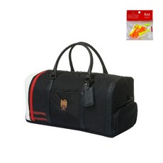 DAKS 拼色刺繡手提波士頓包 DKBB-023M+高爾夫球釘, 黑色