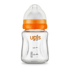 玻璃奶瓶l+奶嘴, 橘色, 180ml, 1個