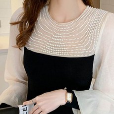 ViVEMO 珍珠透視綴飾上衣 00730