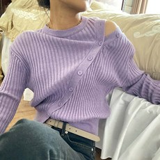 Vivemo 女款露肩斜扣針織T恤