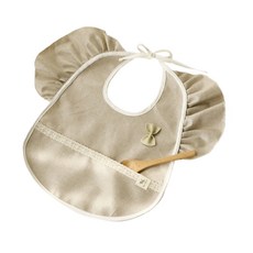 Bily 亞麻防水吃飯圍兜, 米色, 1入, 1入