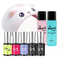 Yumi Nail Girl 美甲套組 C, 1套, 3種顏色凝膠+超級頂級凝膠+基礎凝膠+凝膠燈+凝膠清潔劑+果凍移動器