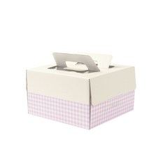 半格紋基本蛋糕盒 1號 25入+蛋糕底座 25入, 混色（蛋糕盒）、白色（蛋糕盤）, 1組