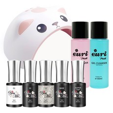 Yumi Nail Girl 美甲套組 F, 1套, 3種顏色凝膠+超級頂級凝膠+基礎凝膠+凝膠燈+凝膠清潔劑+果凍移動器
