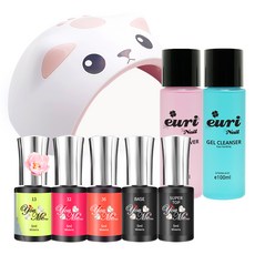 Yumi Nail Girl 美甲套組 G, 1套, 3種顏色凝膠+超級頂級凝膠+基礎凝膠+凝膠燈+凝膠清潔劑+果凍移動器